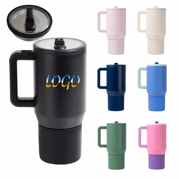 Custom 20 oz Insulated Tumbler with Flip Straw & Non-Slip Grip — Travel Mug Promo