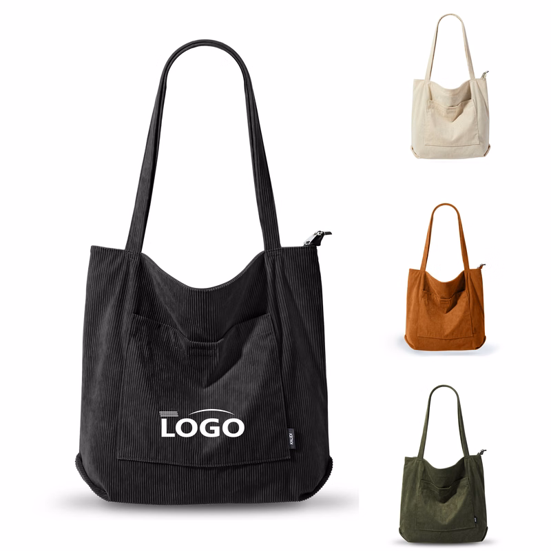 Retro-Style Waterproof Corduroy Shoulder Bag