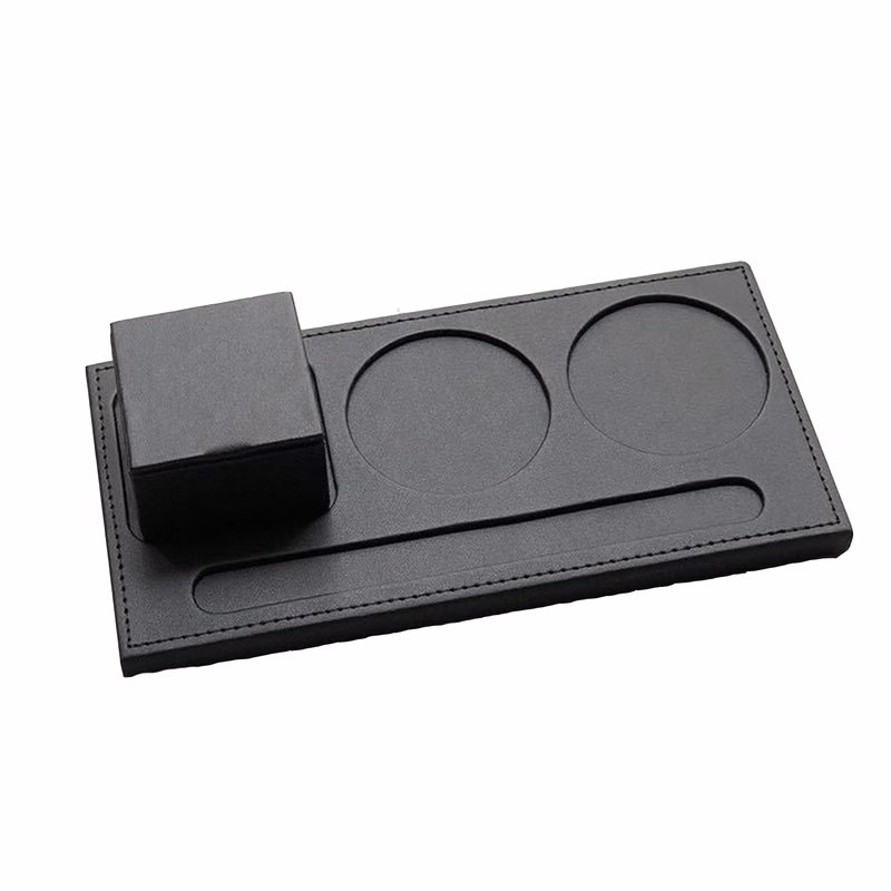 PU Leather Three-Hole Cup Coaster w/ Pen Slot