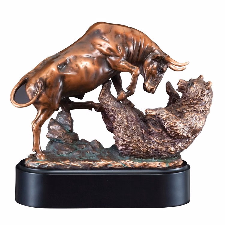Bear and Bull Resin Sculpture