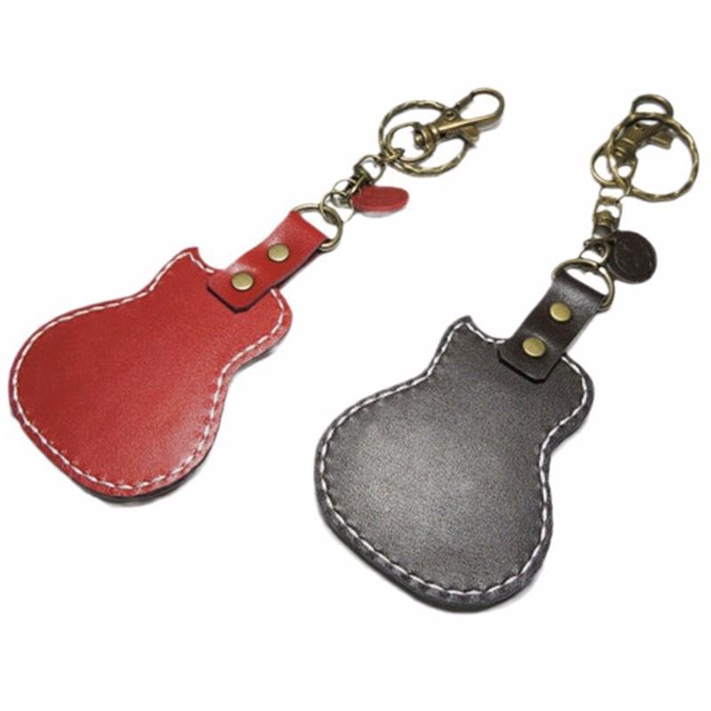 Leather Guitar Shaped Key Chain