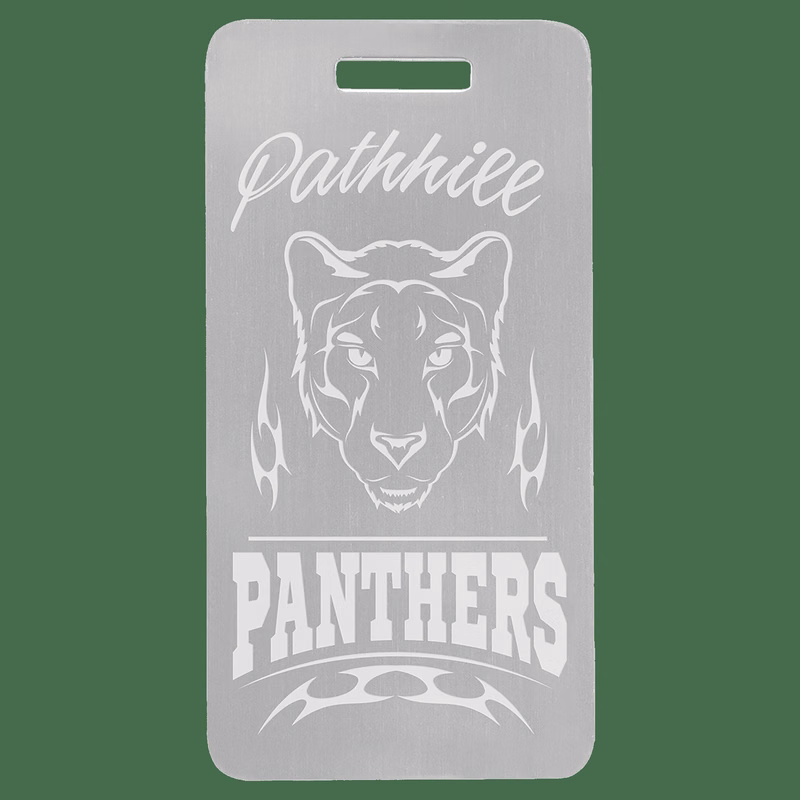 3 7/8" x 2" Silver Anodized Aluminum Luggage Tag