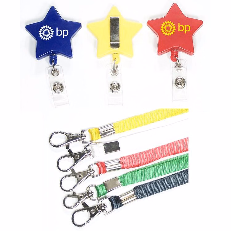 2-in-1 Star shape retractable badge holder with lanyard