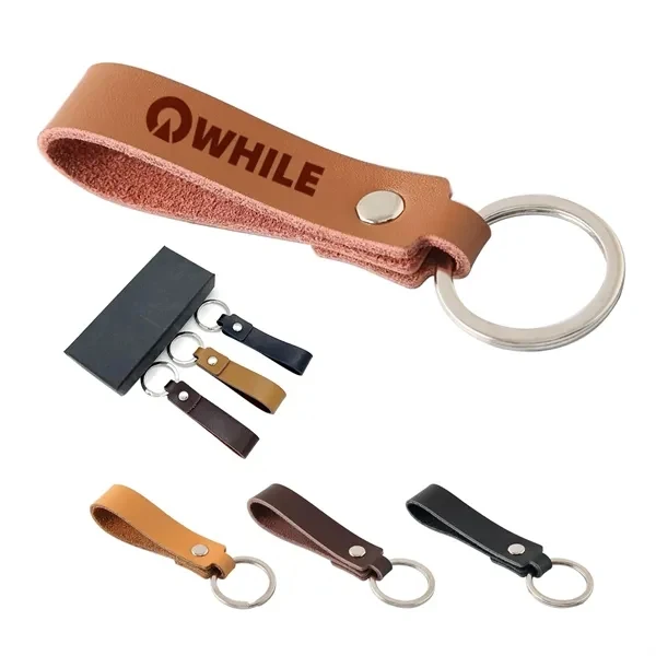 Custom Premium Cow Leather Key Chain Holder With Zinc Rings — Elegant Accessory 1
