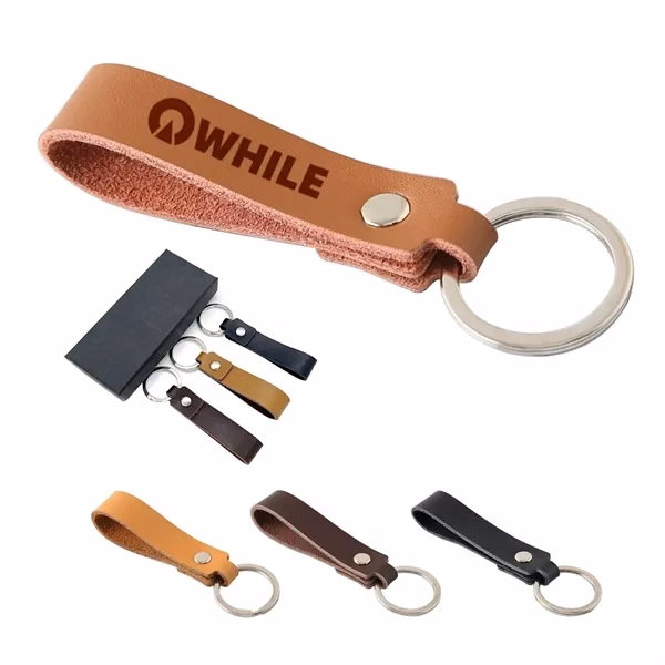 Custom Premium Cow Leather Key Chain Holder With Zinc Rings — Elegant Accessory