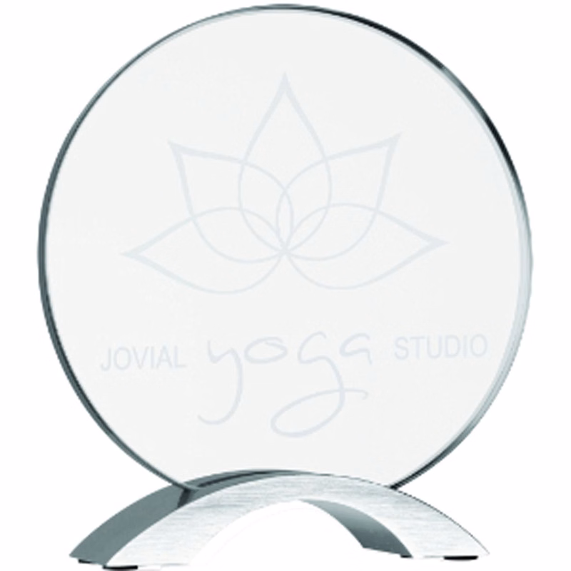 7 1/4" Round Cosmic Acrylic Award w/Silver Base
