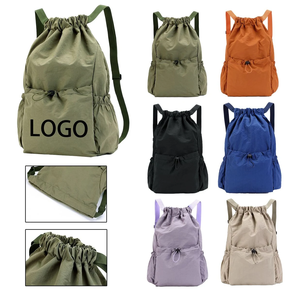 Foldable Drawstring Waterproof Backpack Bag 1