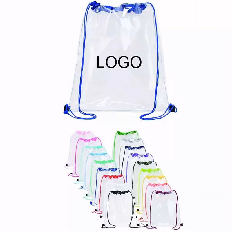 Clear PVC Drawstring Backpack (14" W x 17" H)