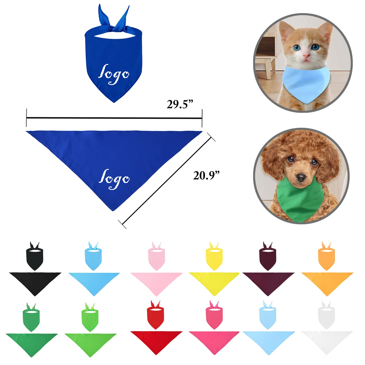 MOQ50 Pet Solid Color Polyester Scarves 1