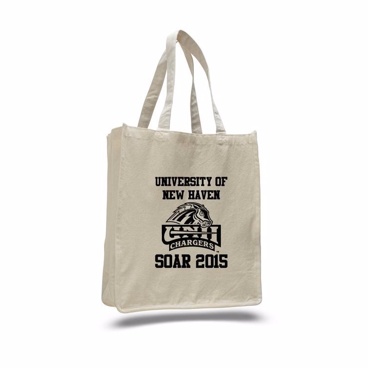 12 oz. Canvas Book Tote Bag w/ Full Gusset - 14"x17"x7"
