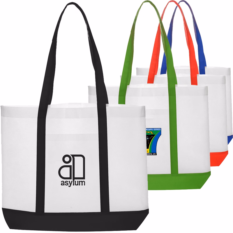 Non-woven Trim Color W/ Gusset Tote Bag (18" x 14" x 3")