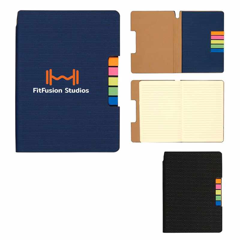 Journal Notebook with Neon Sticky Flags