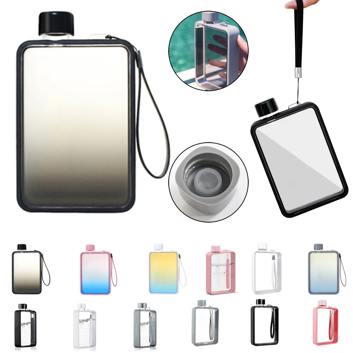 13 OZ Portable Flat Water Bottle 1