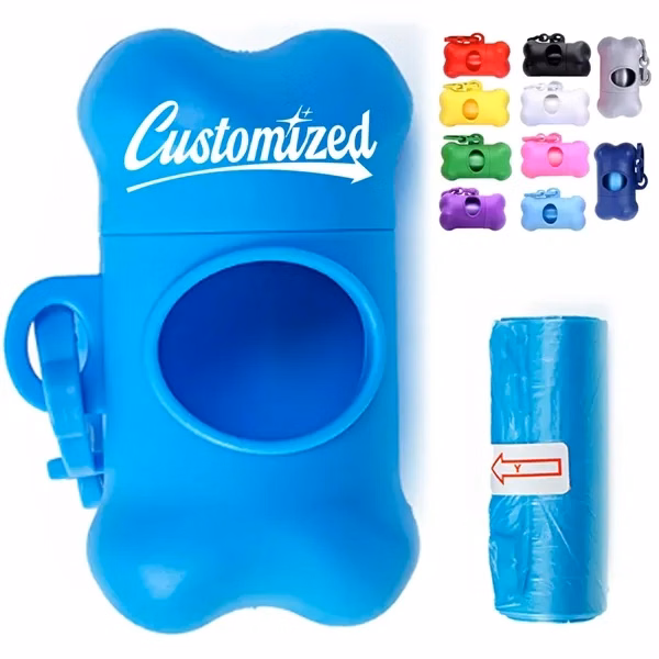 Custom Bone Shaped Dog Waste Bag Dispenser with Carabiner — Pet Care