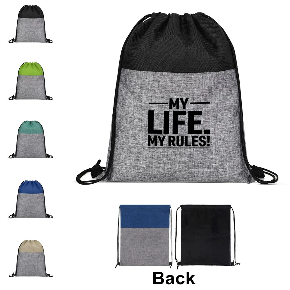 Two Tone Heathered Drawstring Backpack ( 13"x 16.5" ) 1