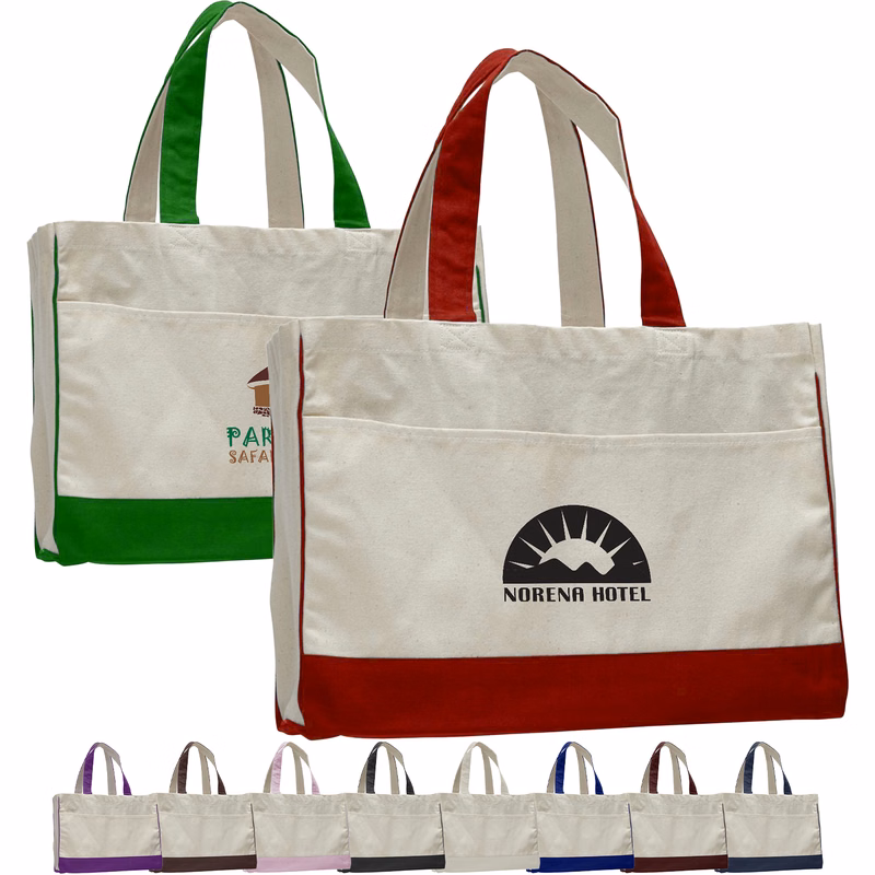 Standard Cotton Canvas Tote Bag With Contrasting Handles & Trim