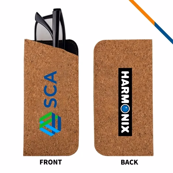 Custom 3.45 x 6.53 Cork Polyester Sunglasses Case — Soft Interior Travel Essential