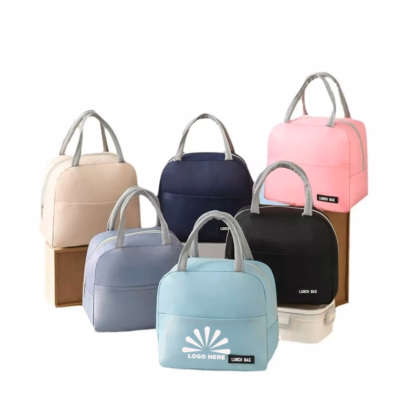 Solid color twill lunch bag can be customized with logo