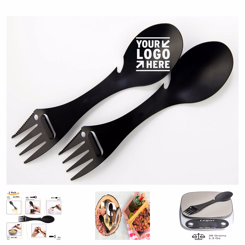Spoon Fork Knife Peeler Bottle Opener Bag Spork Ultra Lightweight Strong 5 in 1 Camping Utensil Set