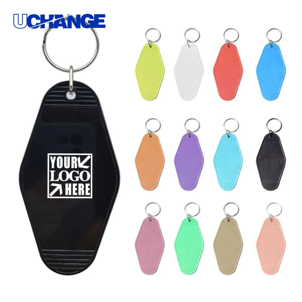 Diamond-Shaped Plastic Hotel Keycard Keychain 1