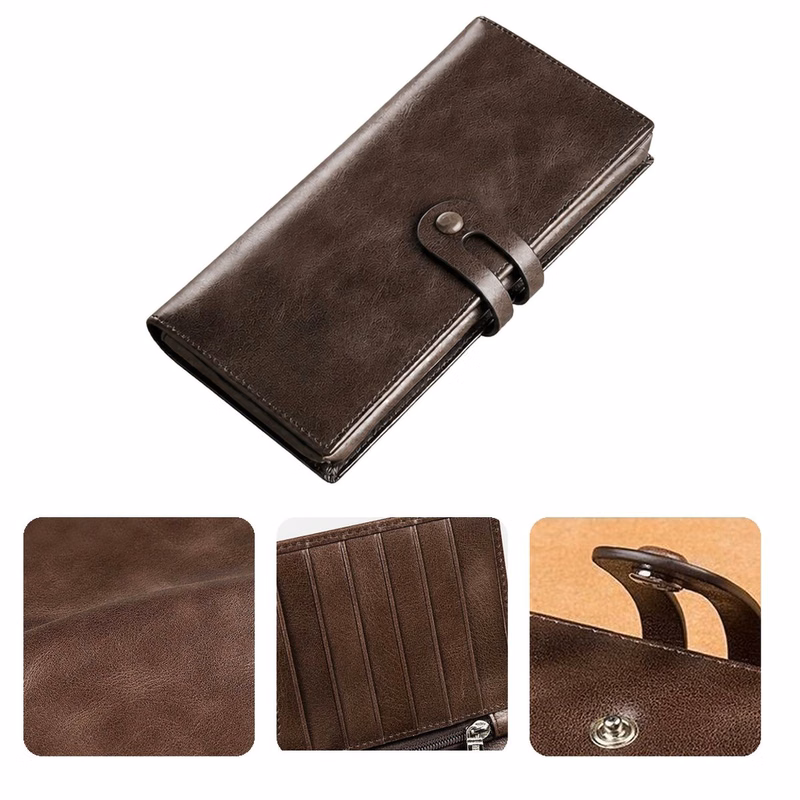 Vintage PU Long Bifold Organizer Wallet