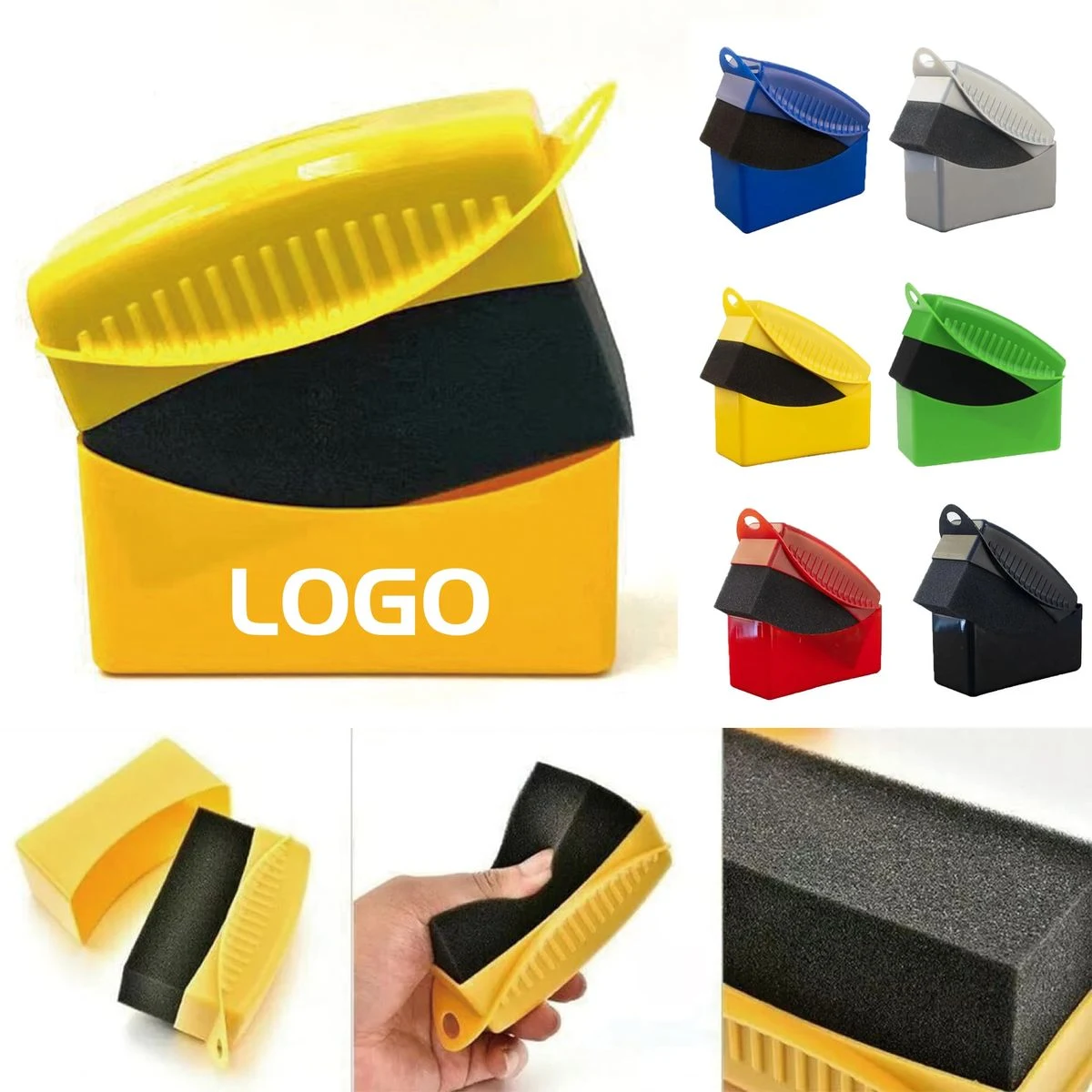 Car Tire Dressing Waxing Sponge Brush with Protective Lid 1
