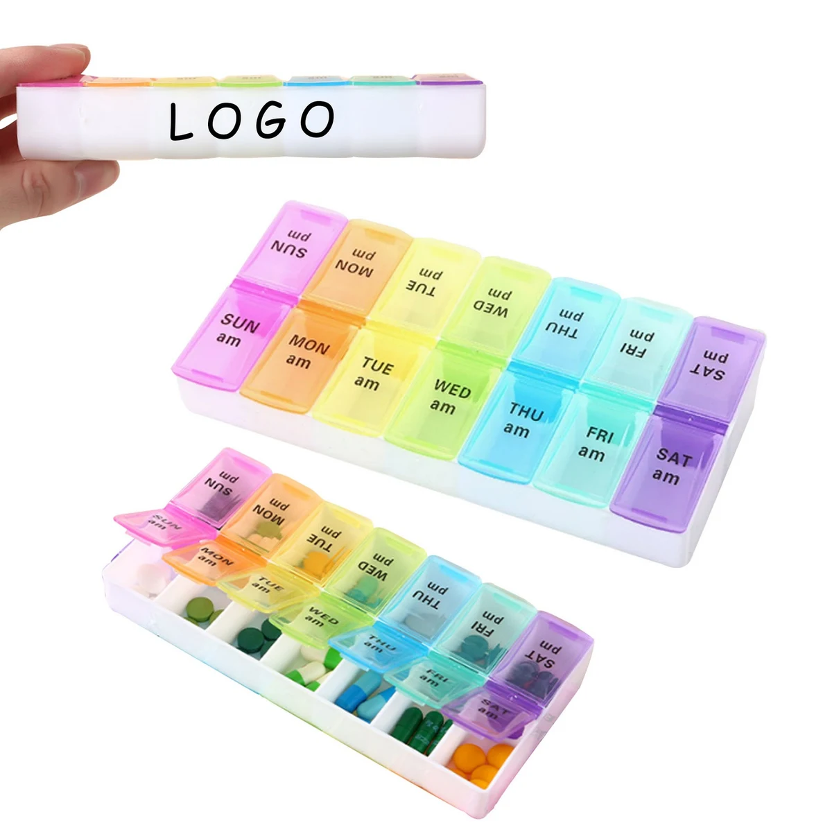 Double Row 7-Day Pill Box Pill Box Organizer 1