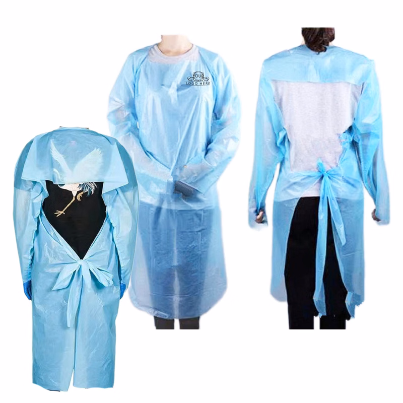 Disposable CPE Plastic Isolation Gown