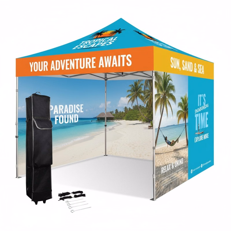 10x10 Heavy Duty Pop Up Canopy Tent With 3 Full Walls