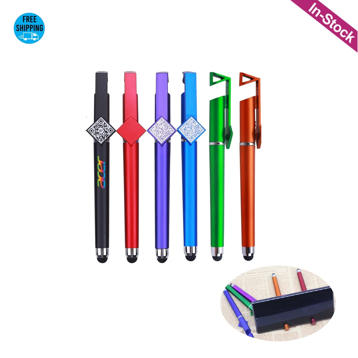 QR Code Stylus Gel Pen with Phone Stand 1