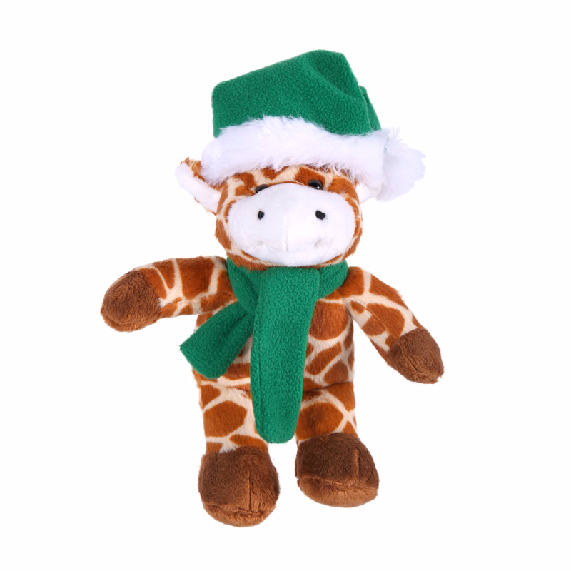 Soft Plush Stuffed Giraffe with Christmas Hat and Scarf