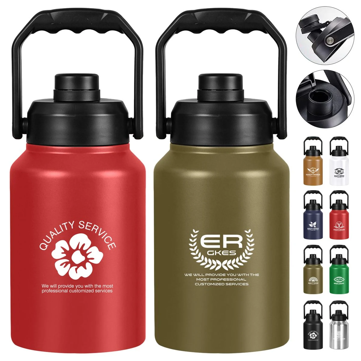64OZ Large Stainless Steel Insulated Water Bottle, custom water bottle with logo imprint 1