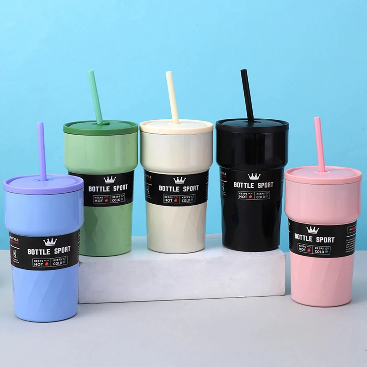 17 Oz. Double Wall Stainless Steel Tumbler with Lid & Straw 1