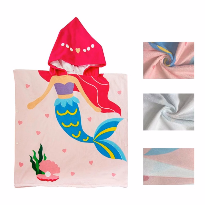 Kids Hooded Quick-Dry Bath Poncho