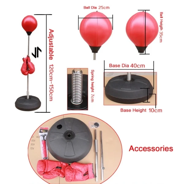 Adjustable Adult Free Standing Punch Ball Bag Boxing Gloves 1