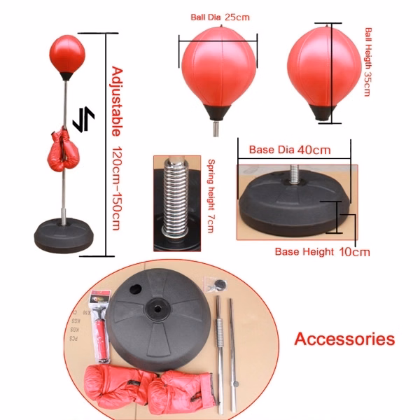 Adjustable Adult Free Standing Punch Ball Bag Boxing Gloves