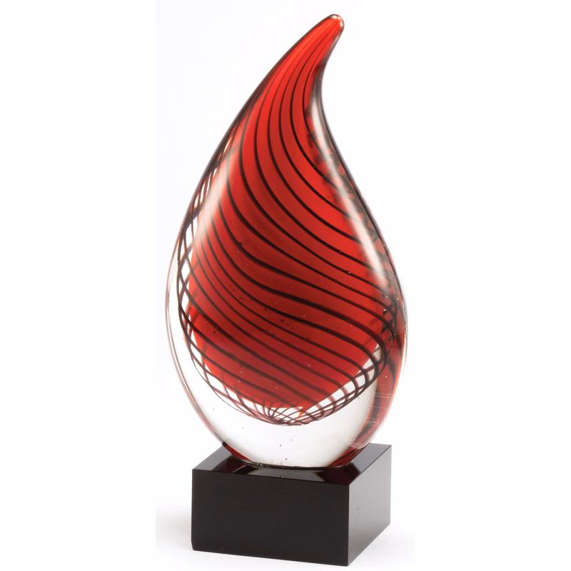 8.75" Red Striped Art Glass