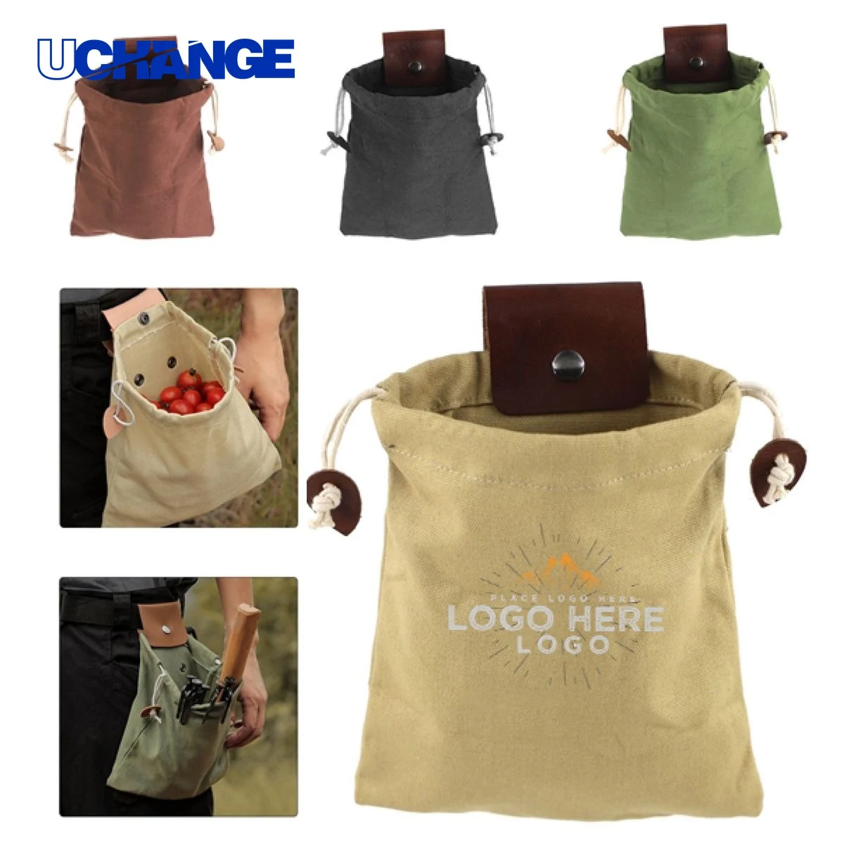 Foldable Canvas Foraging Bag with Belt Loop 1