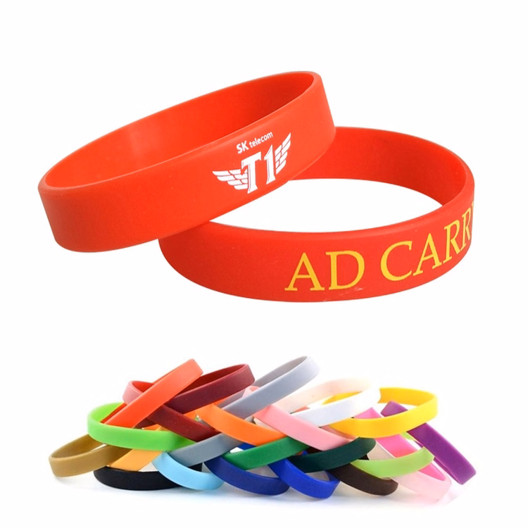 1/2" Silkscreen Imprinted Silicone Wristbands with Customized logo