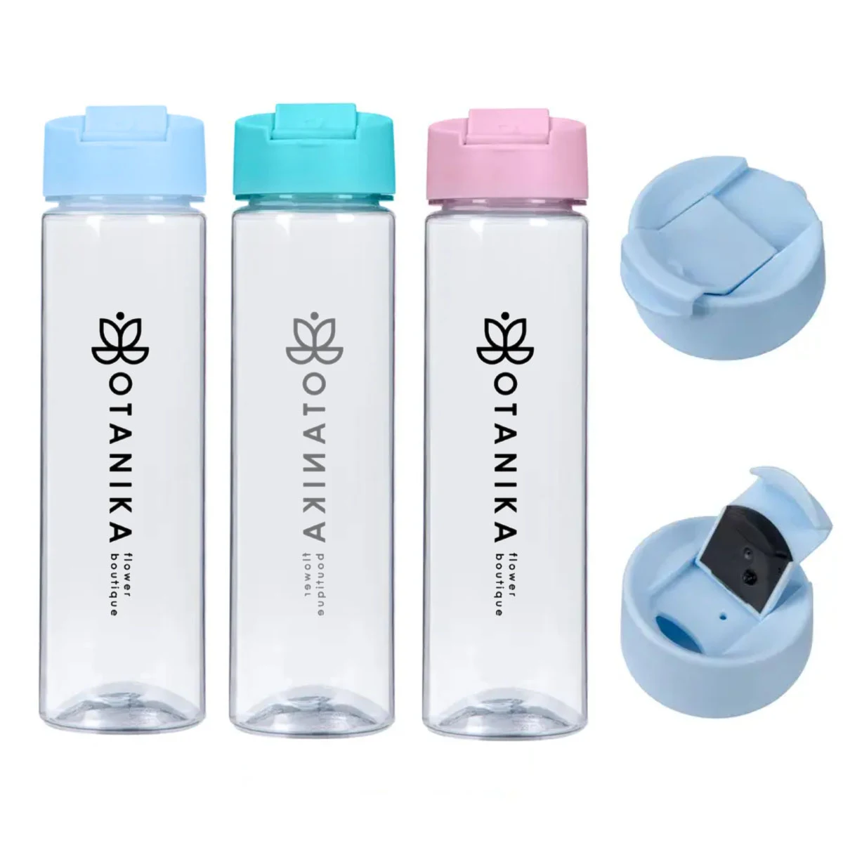 22OZ RPET Clear Water Bottle With Muti-color Lid 1