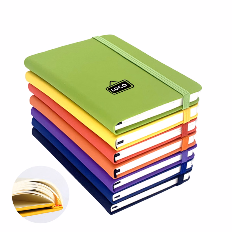 MOQ 50 Custom Leather A5 Notebook with Strap for Office and School
