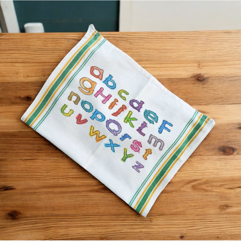 Vintage Stripped Kitchen Towel - Green / Yellow Stripe