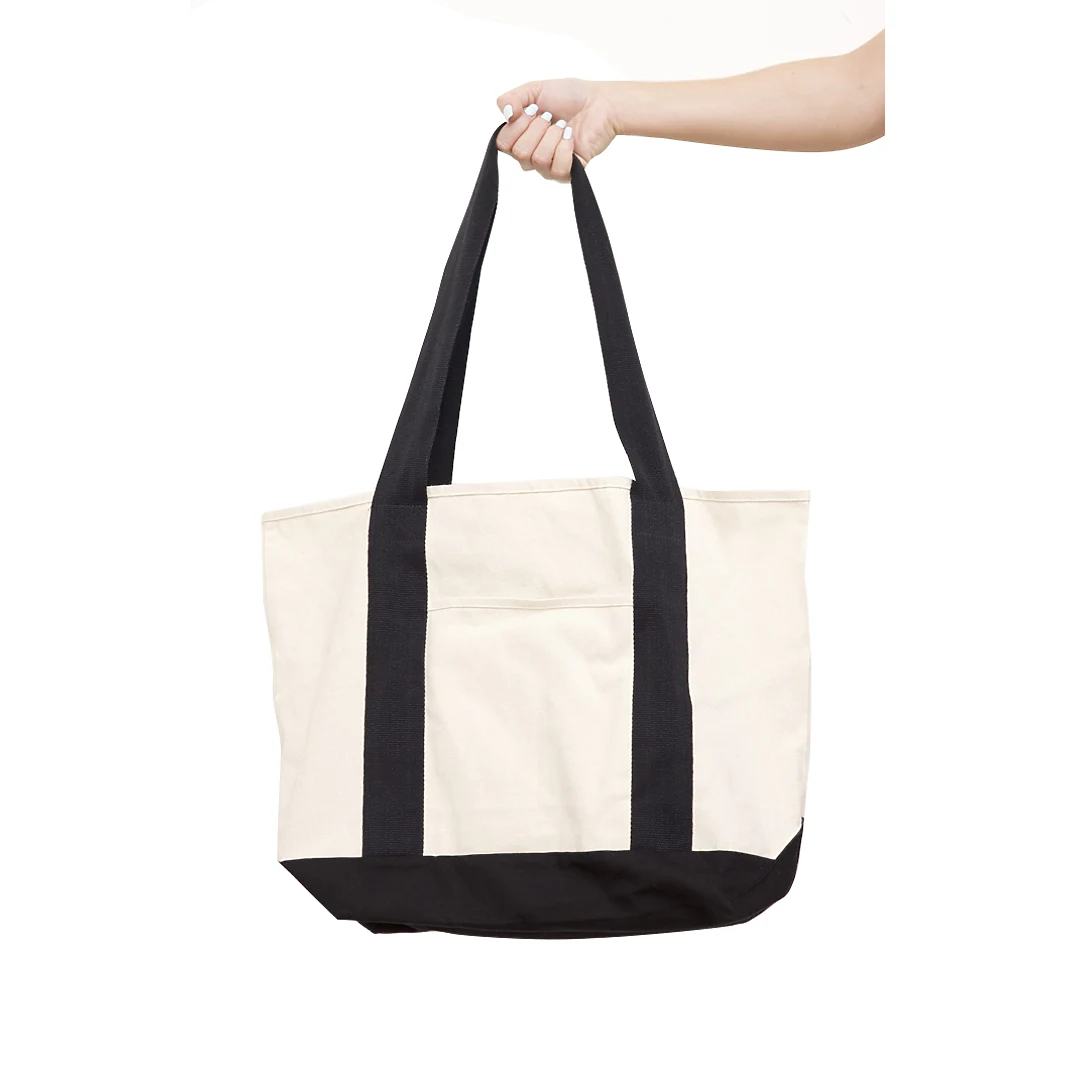 Organic Canvas Large Two Tone Tote, custom tote bag with logo imprint 1