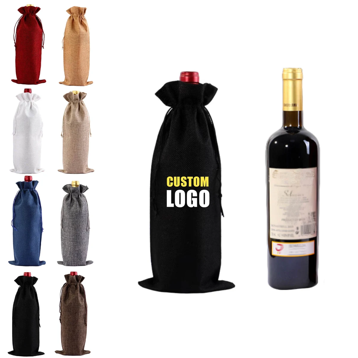 MOQ 10 pcs Drawstring Wine Bags 1