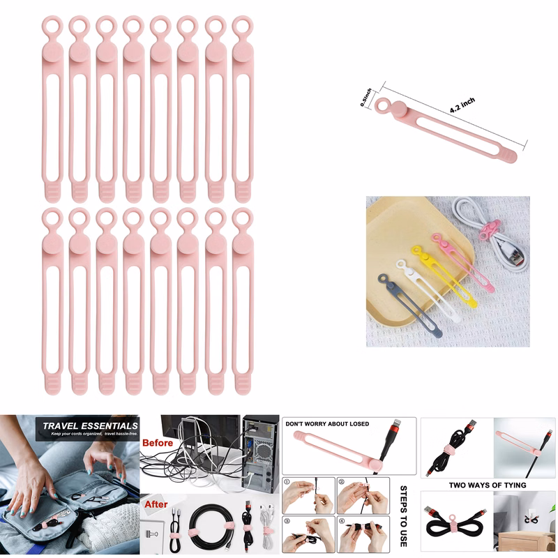 Silicone Cable Straps Wire Organizer