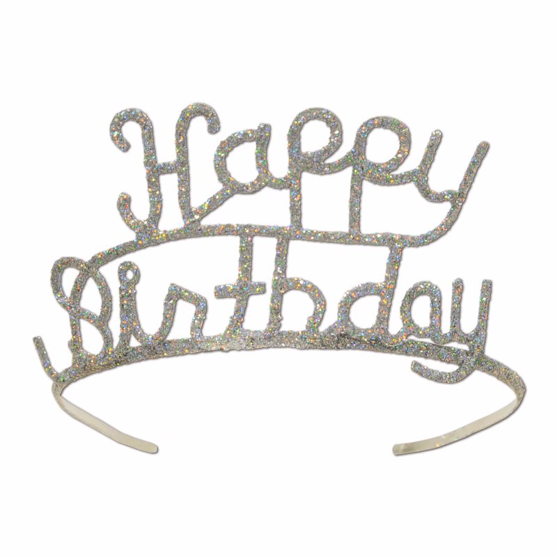 Glittered Metal Happy Birthday Tiara