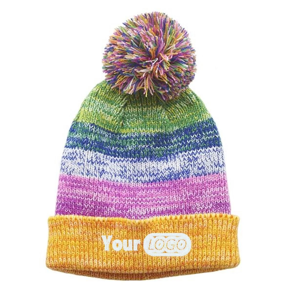 Rainbow Pom Beanie 1
