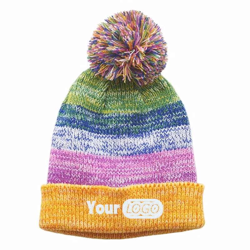 Rainbow Pom Beanie