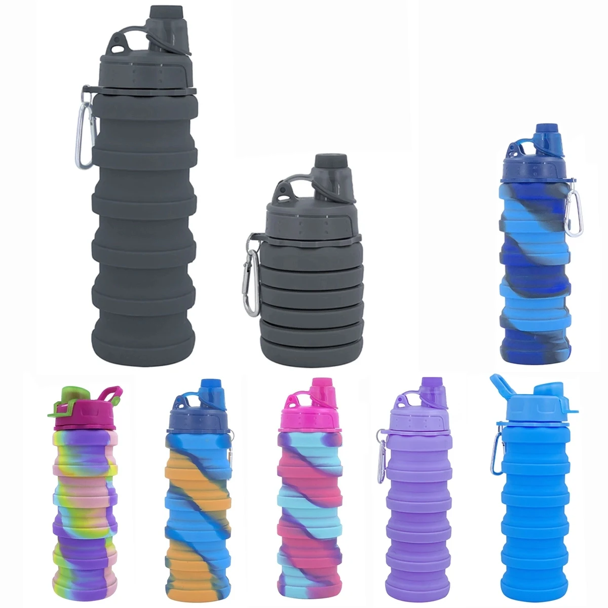 Custom Reusable Silicone Collapsible Sport Water Bottle 1