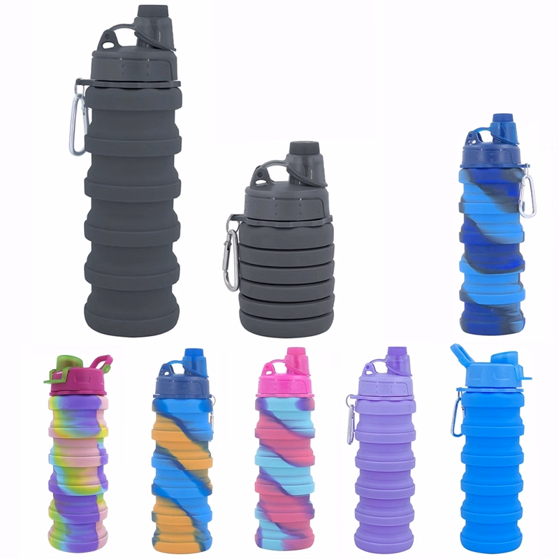 Custom Reusable Silicone Collapsible Sport Water Bottle